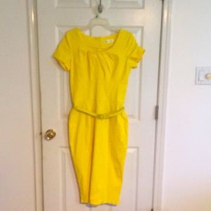 Muxxn yellow belted dress. Pencil skirt.  XL but runs a little small.